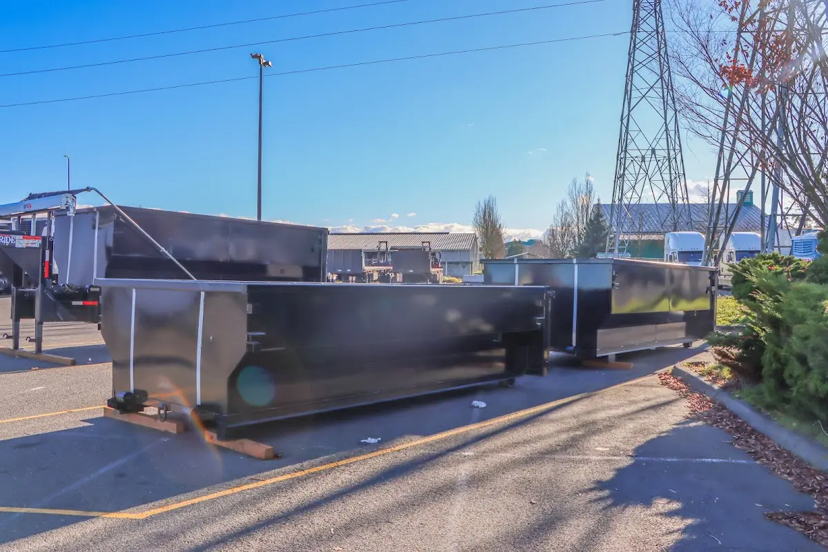 Roll-off dumpster ready for waste disposal at job site for 2 Yard Dumpster Rental in Travelers Rest